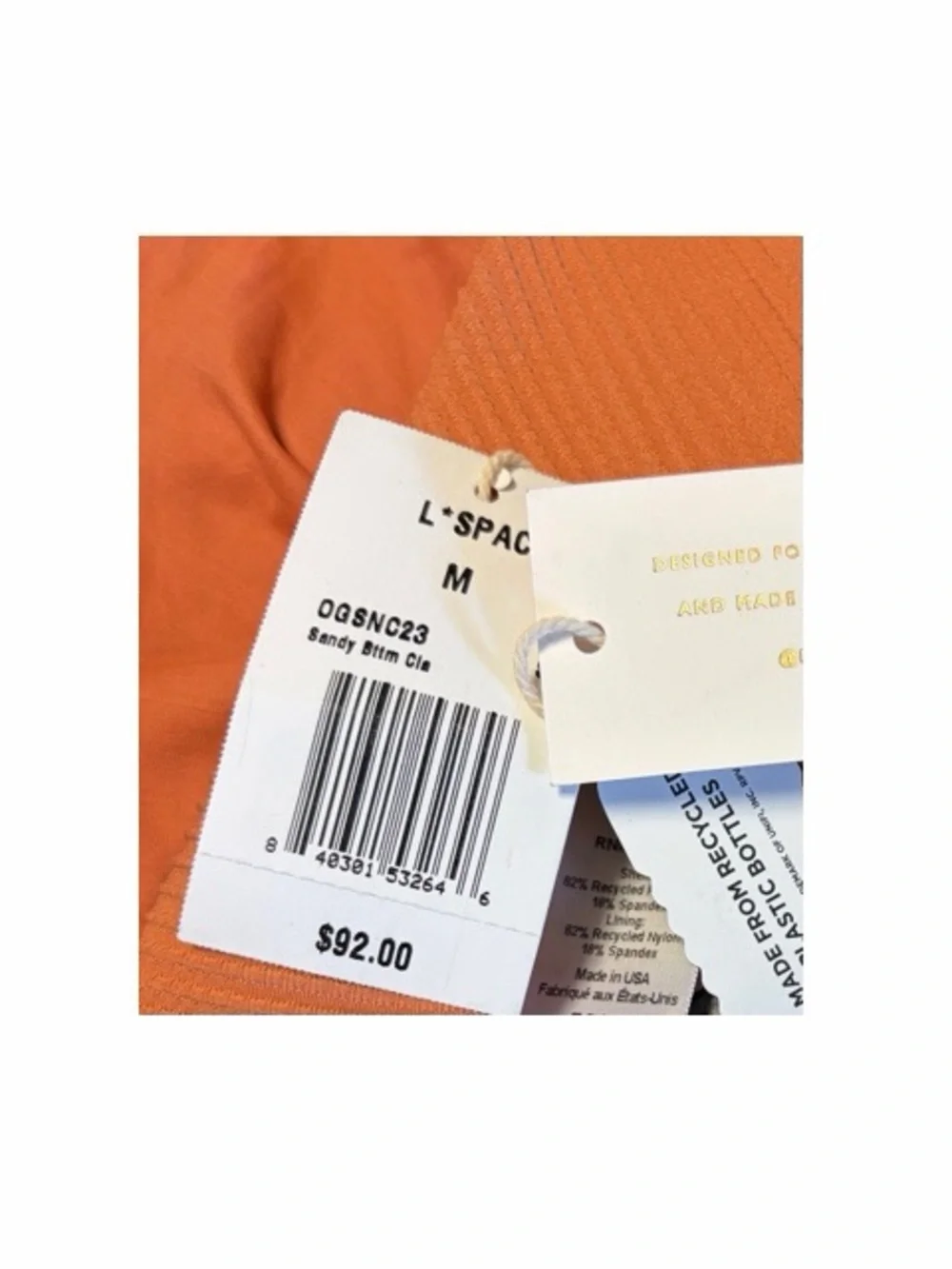 L*‎ Space Eco Ribbed Sandy Bikini Bottoms NWT